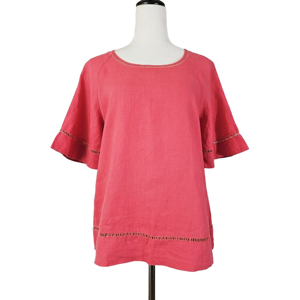 Symple NYC Small Watermelon Linen Open Work Ladder Trim Top NWT